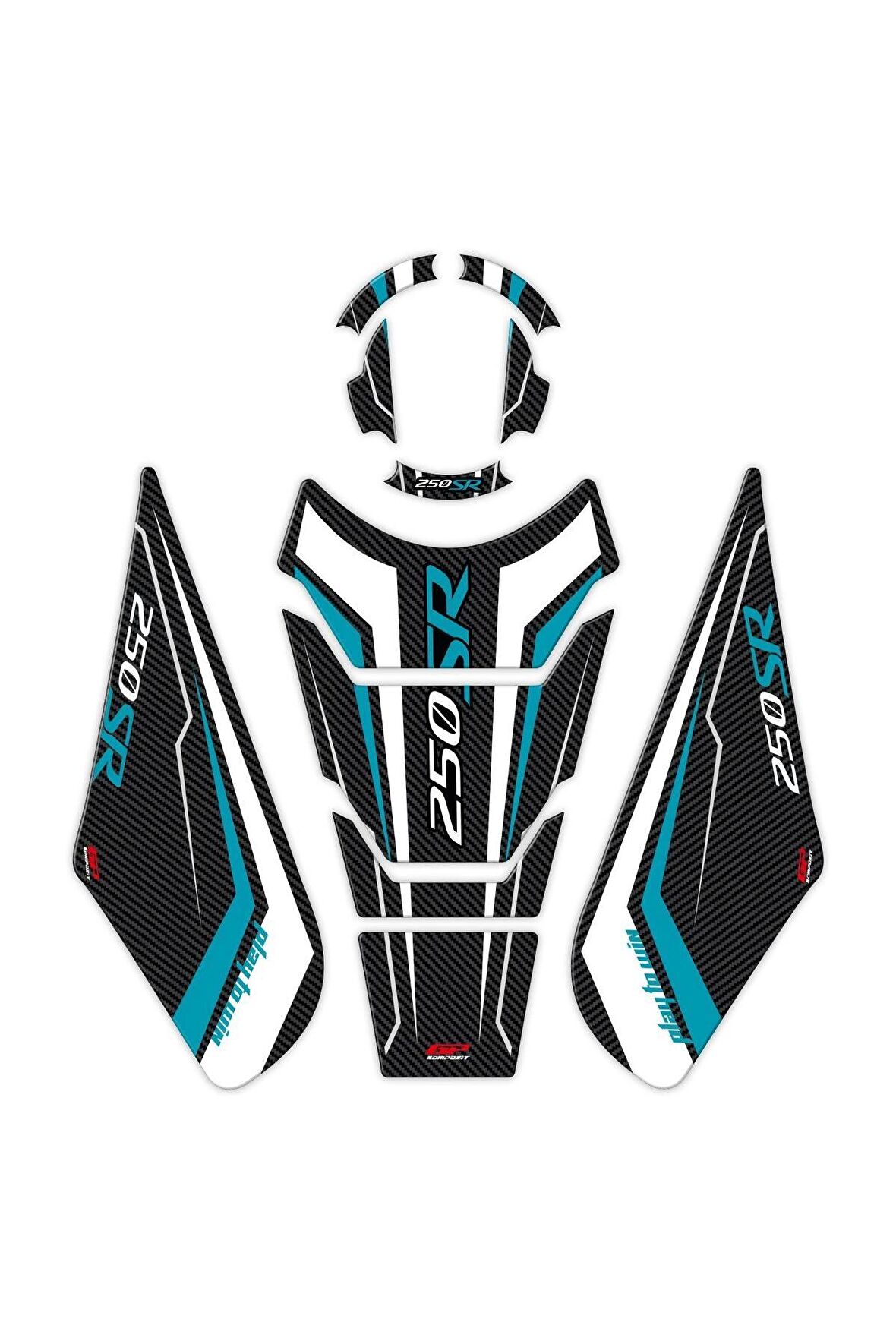 Cf Moto 250 Sr 2020-2023 Uyumlu Tank Pad Seti Turkuaz