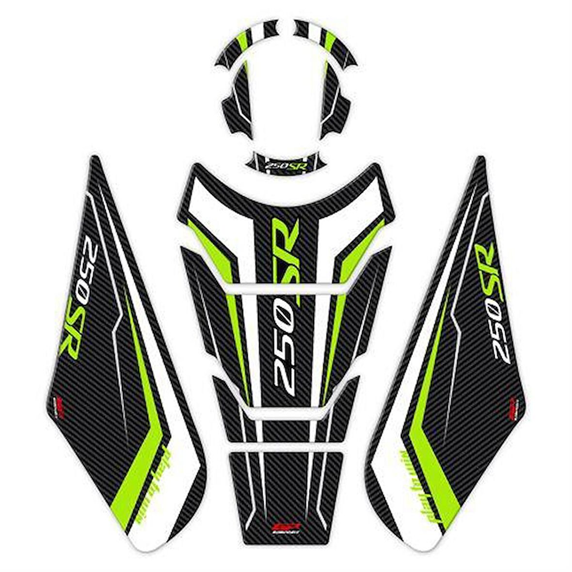 GP Kompozit CF Moto 250 SR 2020-2023 Uyumlu Tank Pad Seti Sarı