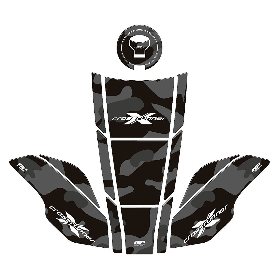 GP Kompozit Honda VFR800X Crossrunner 2015-2020 Uyumlu Tank Pad Seti Gri