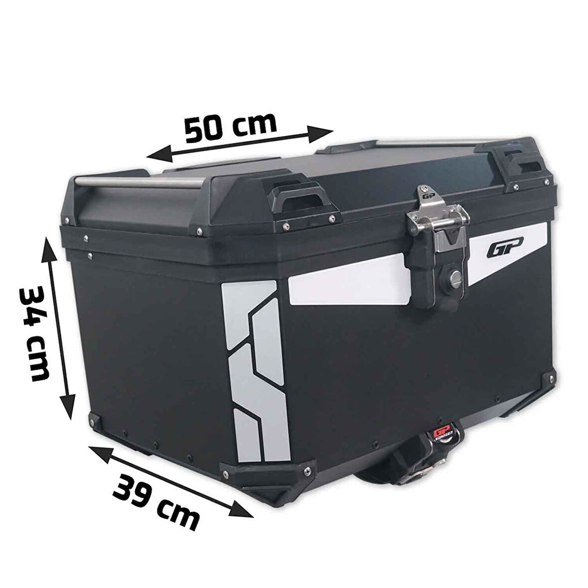 GP Kompozit Universal 45 lt Alüminyum Motosiklet Çantası Siyah