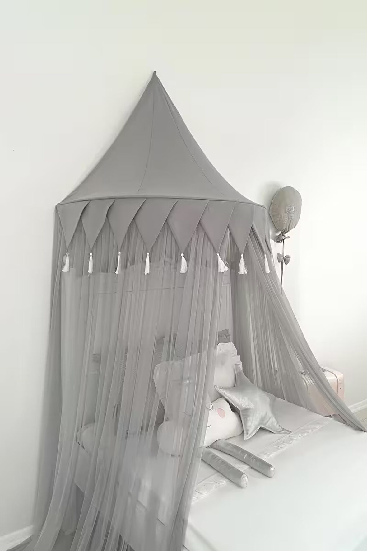 Pamuka Duvar Tentesi 120 Cm Gri