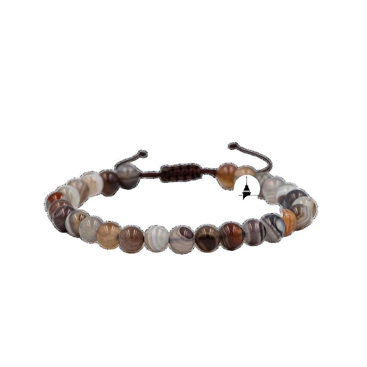 Botswana Akiği 6mm Merdiven Kapama Doğal Taş Bileklik