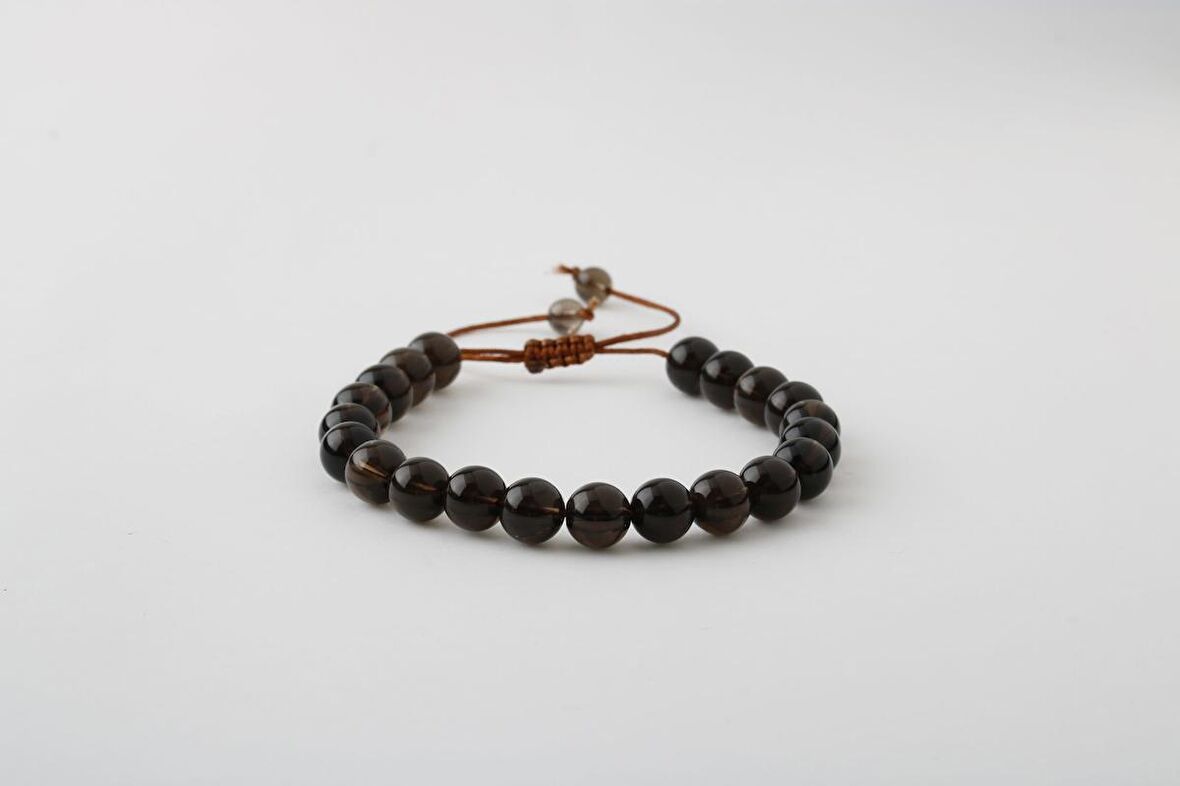 Dumanlı Kuvars 8mm Merdiven Kapama Doğal Taş Bileklik