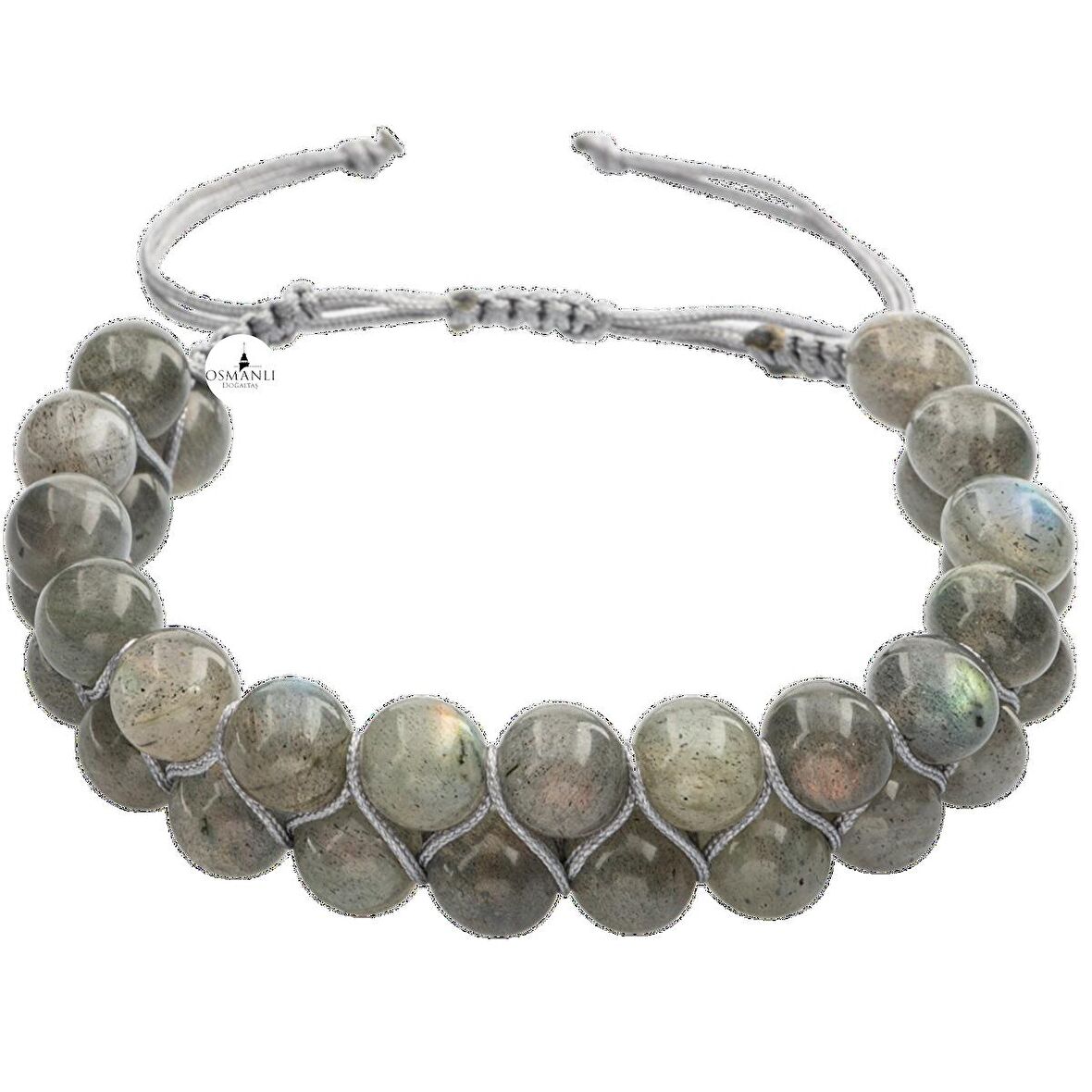 Labradorit 8mm Çift Sıra Makrome Doğal Taş Bileklik