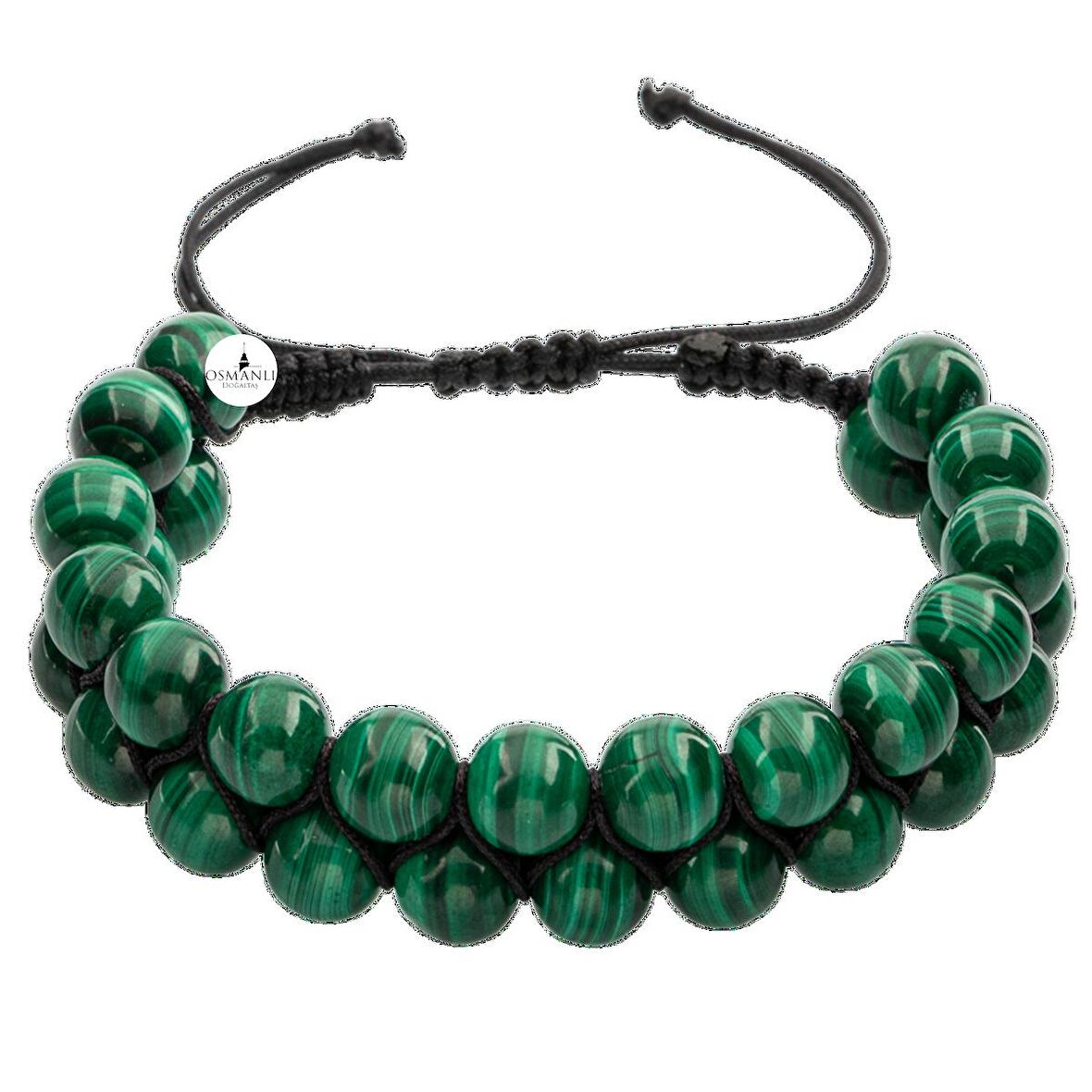 Malakit 8mm Çift Sıra Makrome Doğal Taş Bileklik