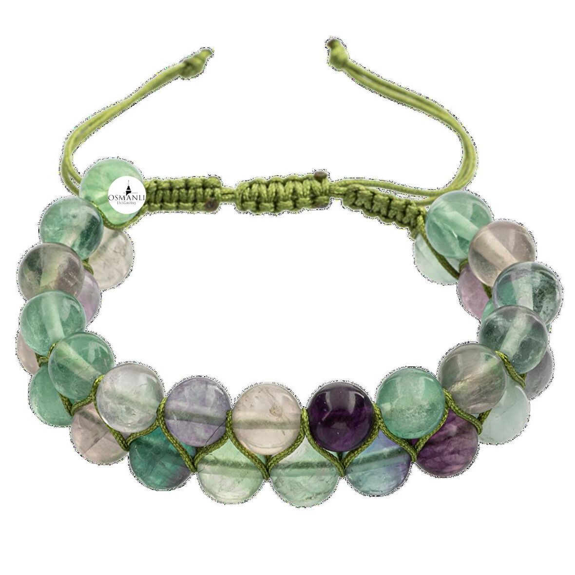 Yeşil Florit 8mm Çift Sıra Makrome Doğal Taş Bileklik