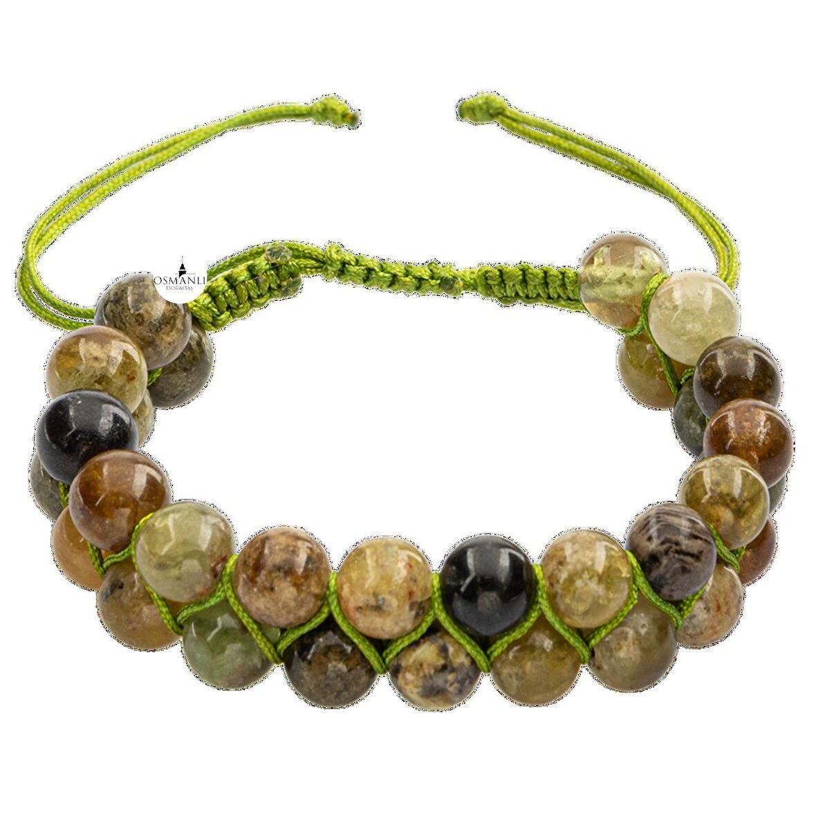 Tsavorit Lal 8mm Çift Sıra Makrome Doğal Taş Bileklik