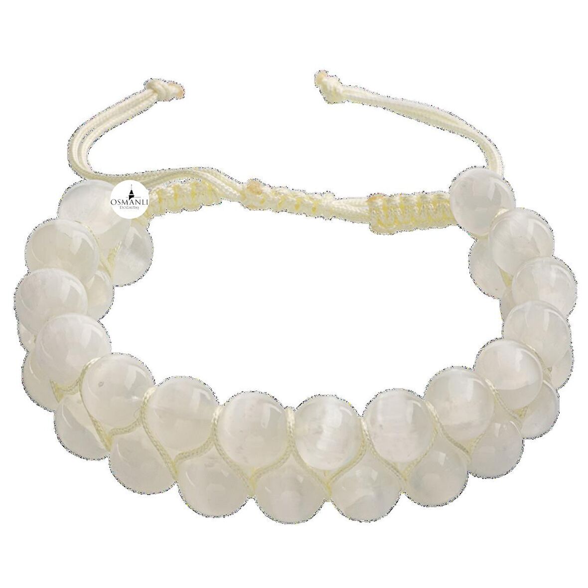 Selenit 8mm Çift Sıra Makrome Doğal Taş Bileklik