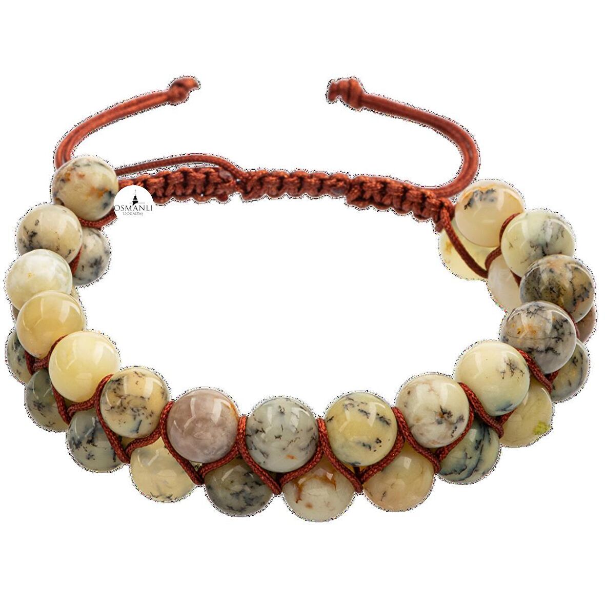 Opal Sarı 8mm Çift Sıra Makrome Doğal Taş Bileklik