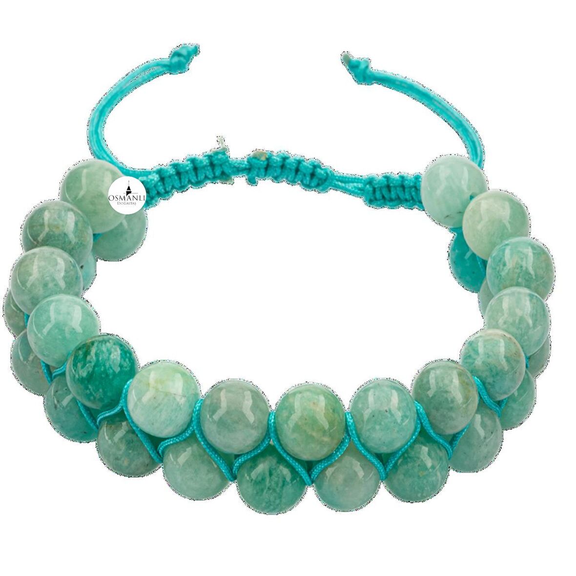 Amazonit 8mm Çift Sıra Makrome Doğal Taş Bileklik
