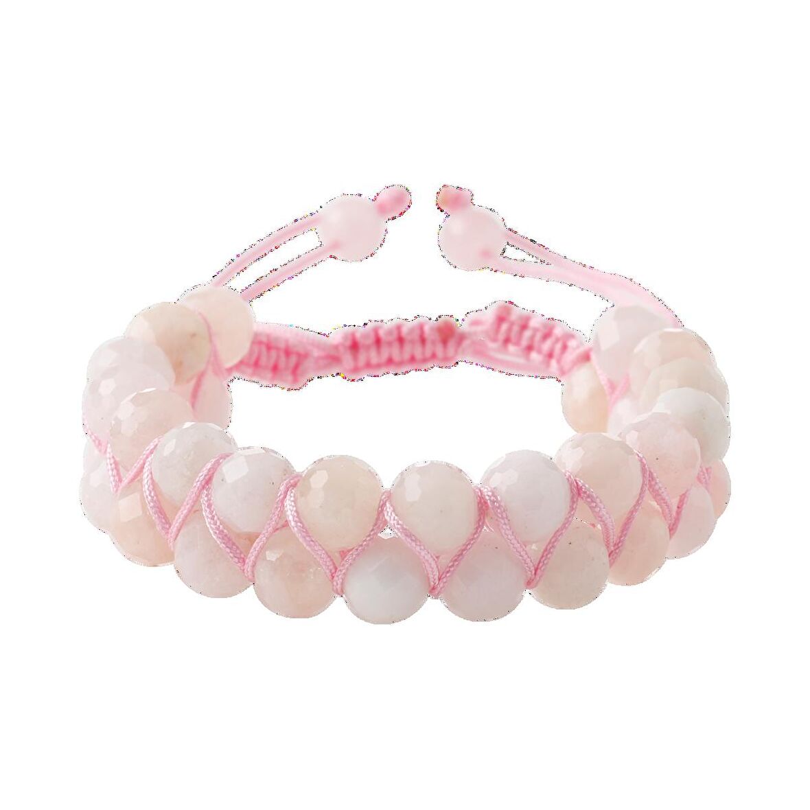Morganit 8mm Çift Sıra Makrome Doğal Taş Bileklik