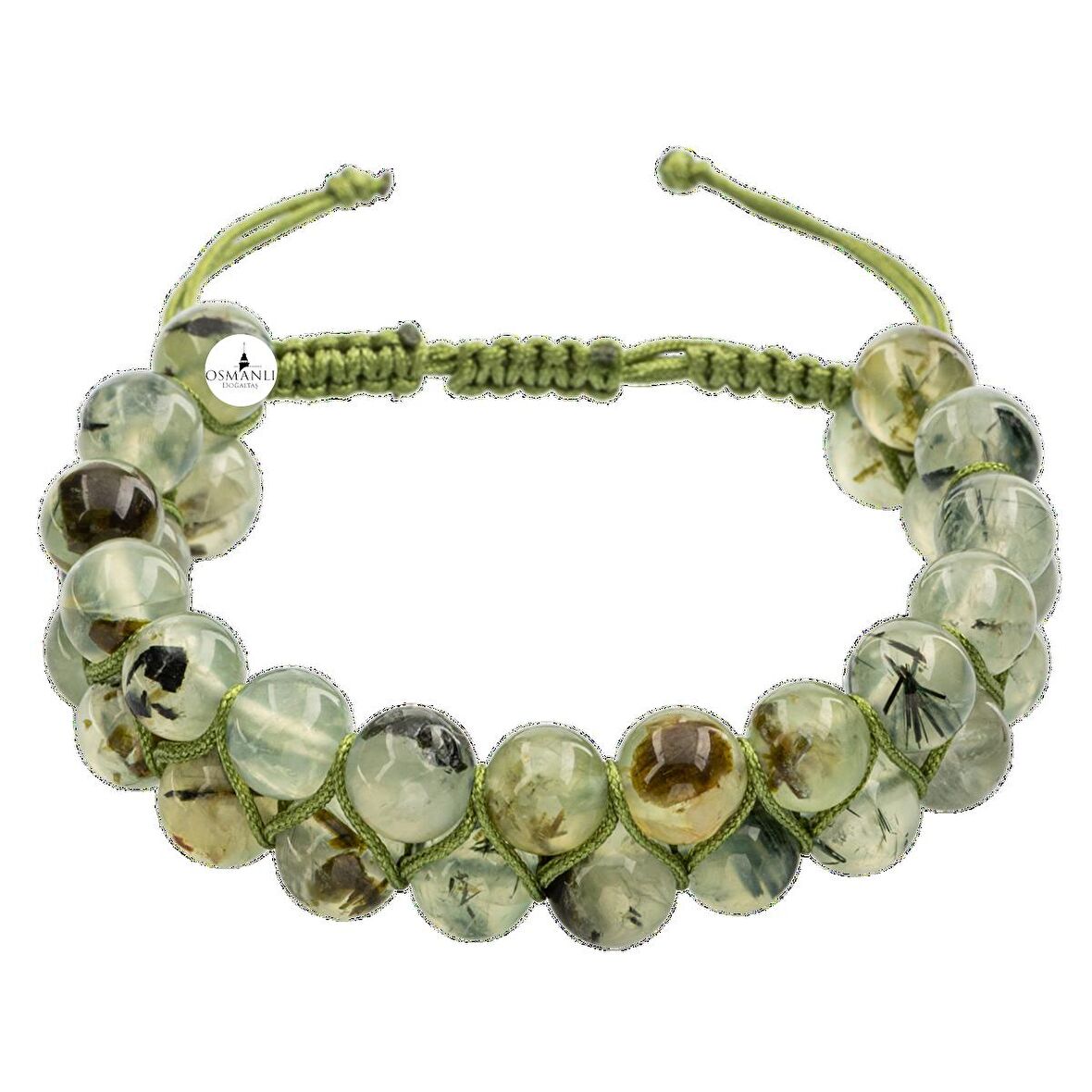 Prehnit 8mm Çift Sıra Makrome Doğal Taş Bileklik