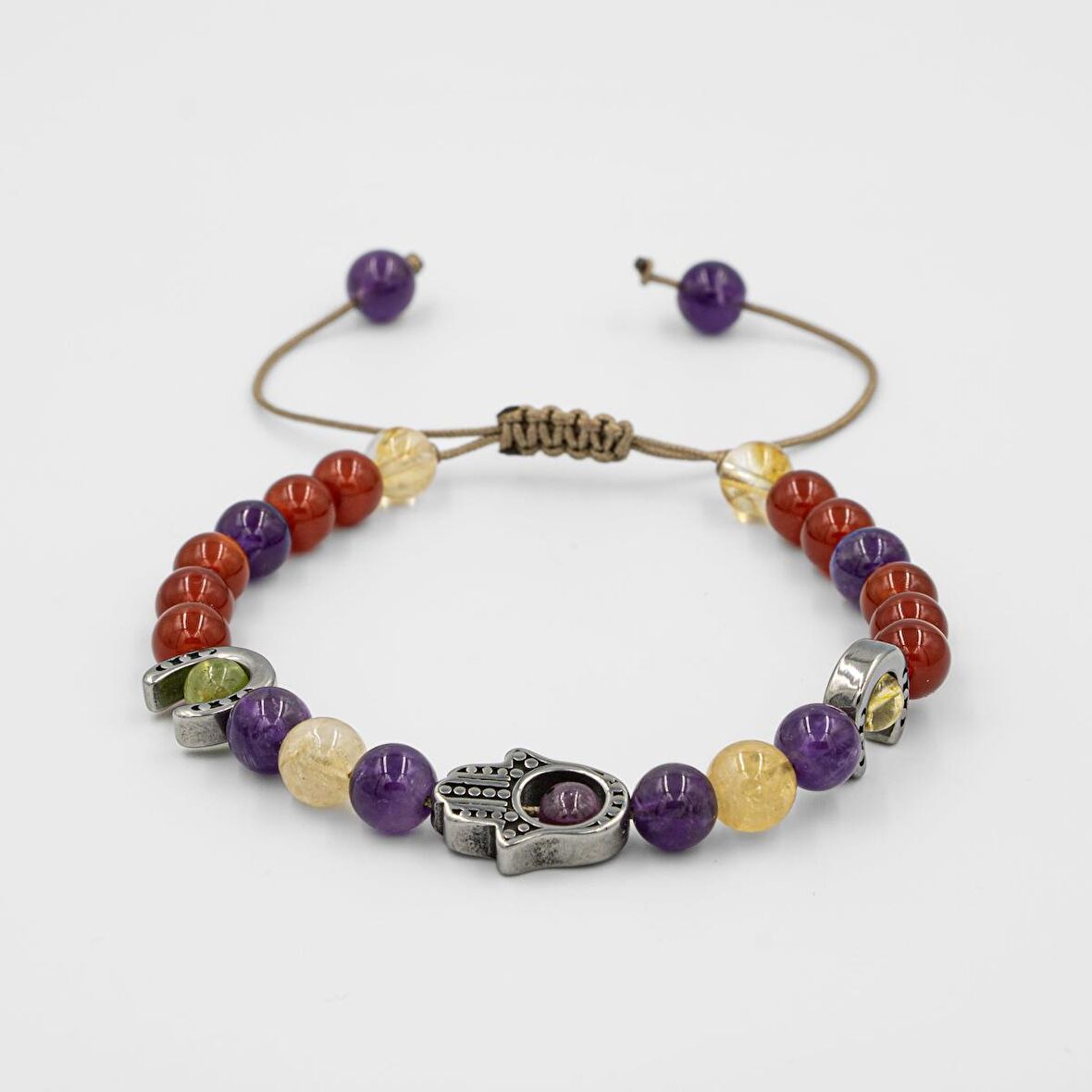 Serpantin 8mm Çift Sıra Makrome Doğal Taş Bileklik