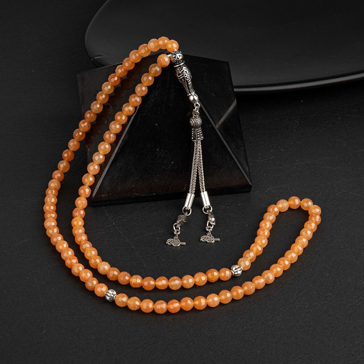 Turuncu Aventurin Doğal Taş Tesbih 99luk - 6mm