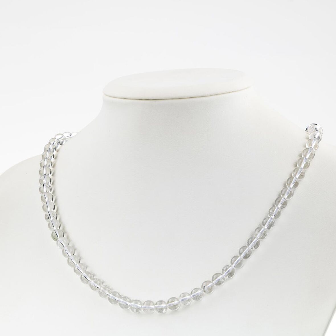 Kristal Kuvars 6 mm Dizi Doğal Taş Kolye