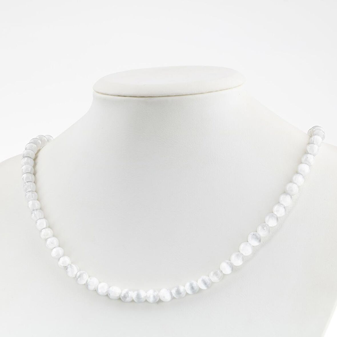 Selenit 6 mm Dizi Doğal Taş Kolye