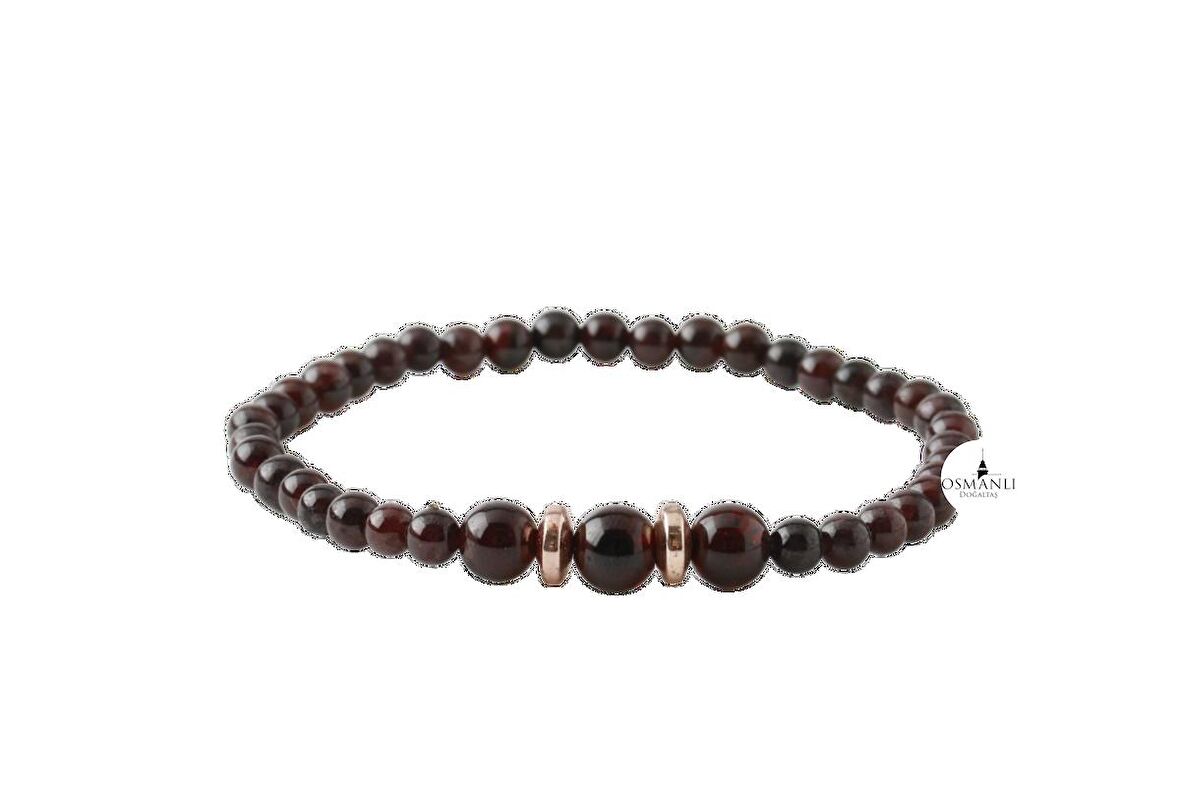 Bordo Granat Lal 4mm Doğal Taş Bileklik