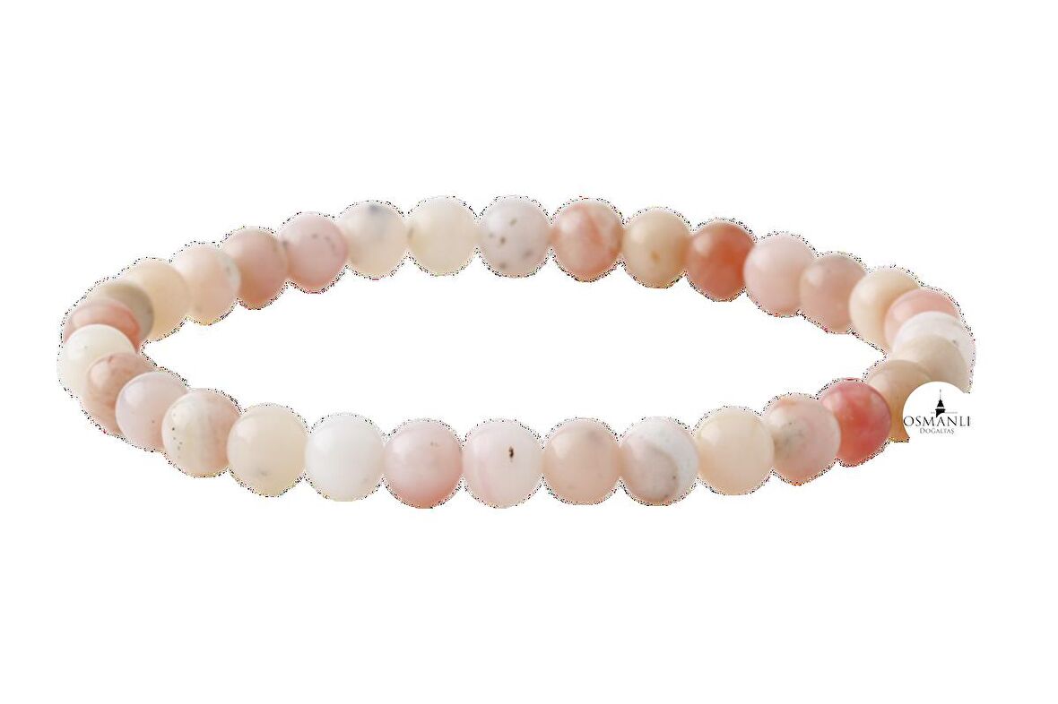 Opal Pembe 6mm Doğal Taş Bileklik
