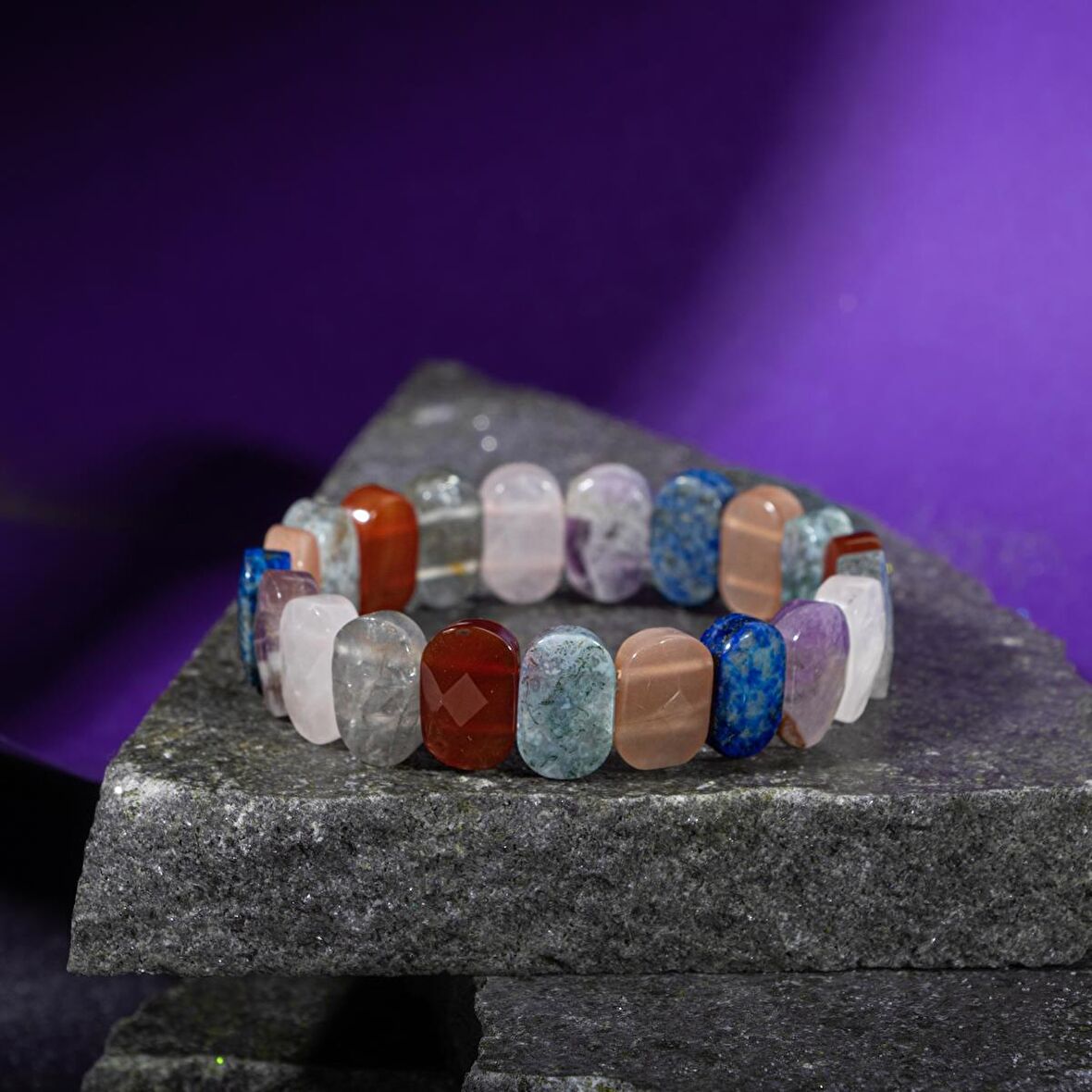 Terazi Burcu Bileklik Ametist, Dumanlı Kuvars, Güneş Taşı, Kırmızı Akik, Labradorit, Lapis Lazuli, Pembe Kuvars