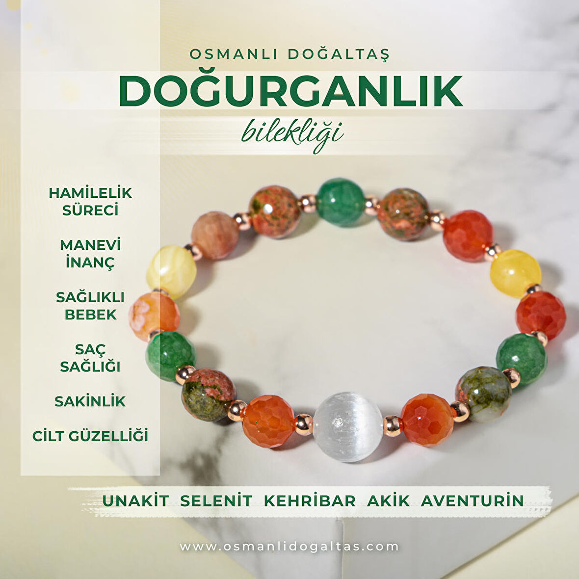 Doğurganlık, Sağlıklı Hamilelik Doğal Taş Bileklik