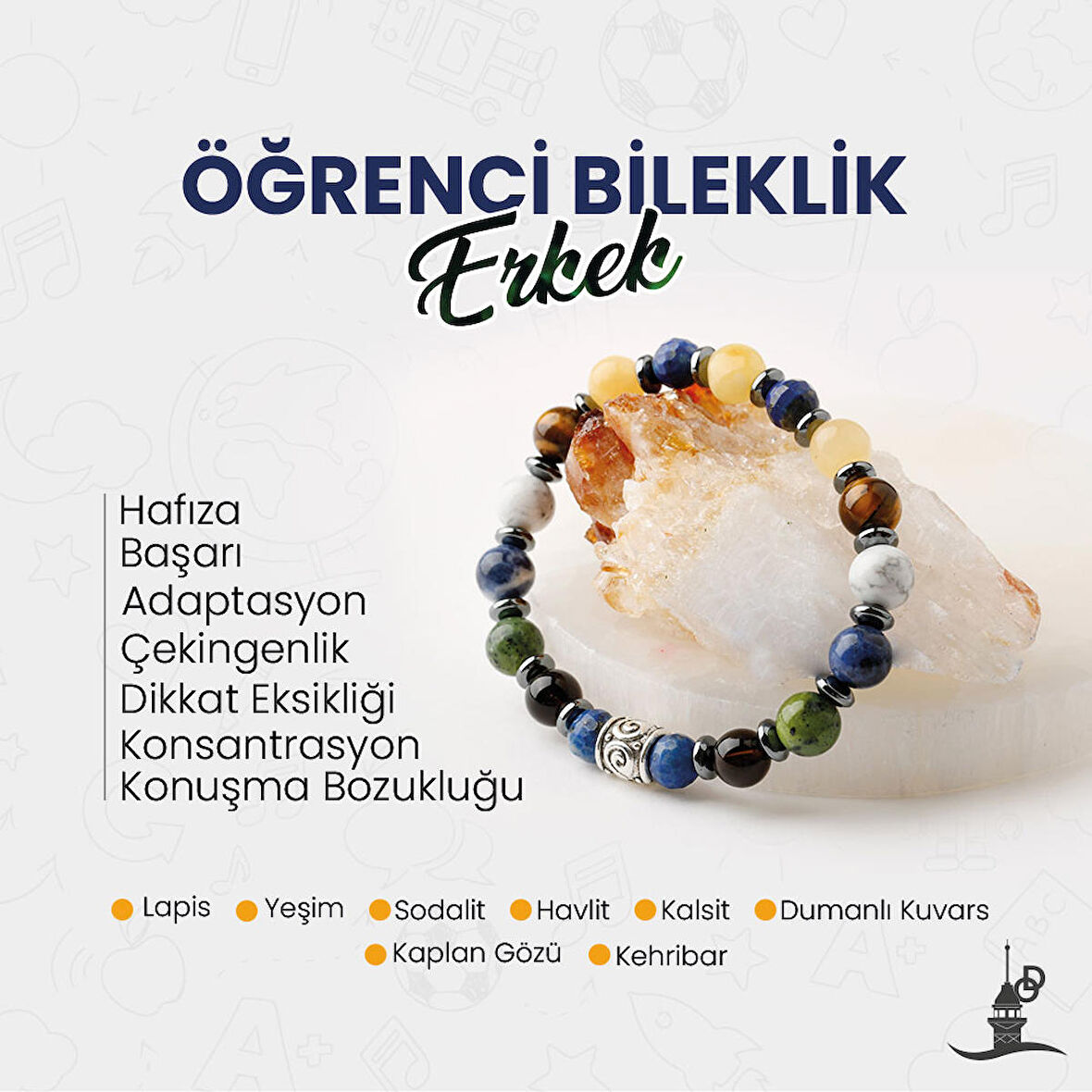 Erkek Öğrenci Doğal Taş Bileklik