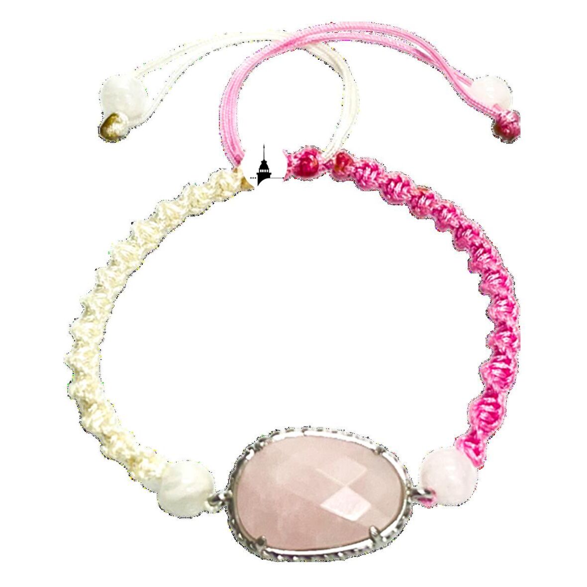 Pembe Kuvars Doğal Taş Makrome Örgü Bileklik