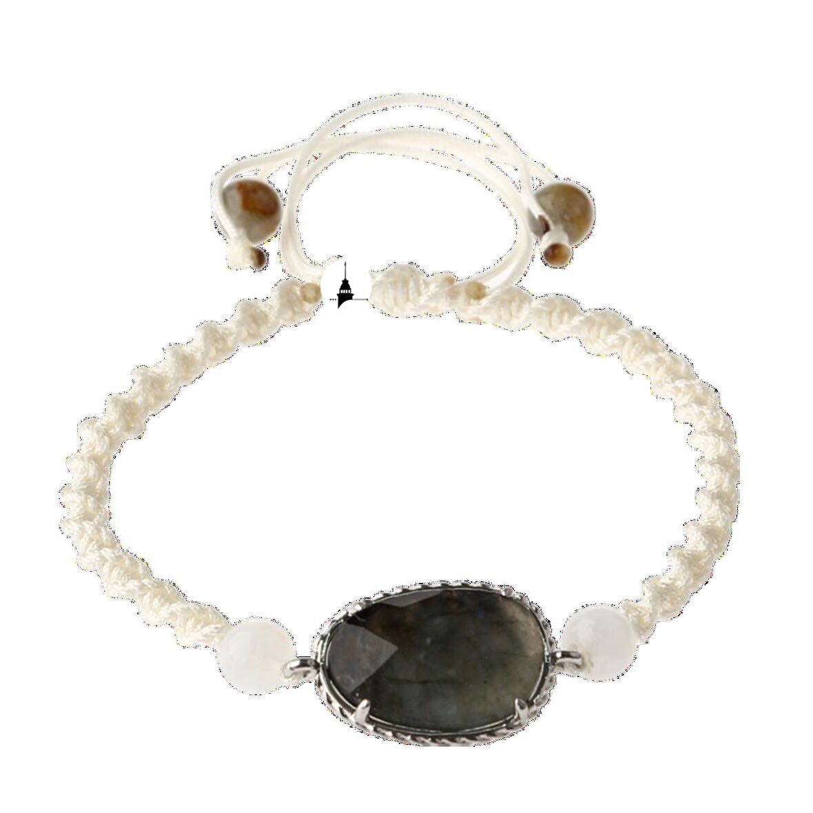 Labradorit-Ay Taşı Doğal Taş Makrome Örgü Bileklik