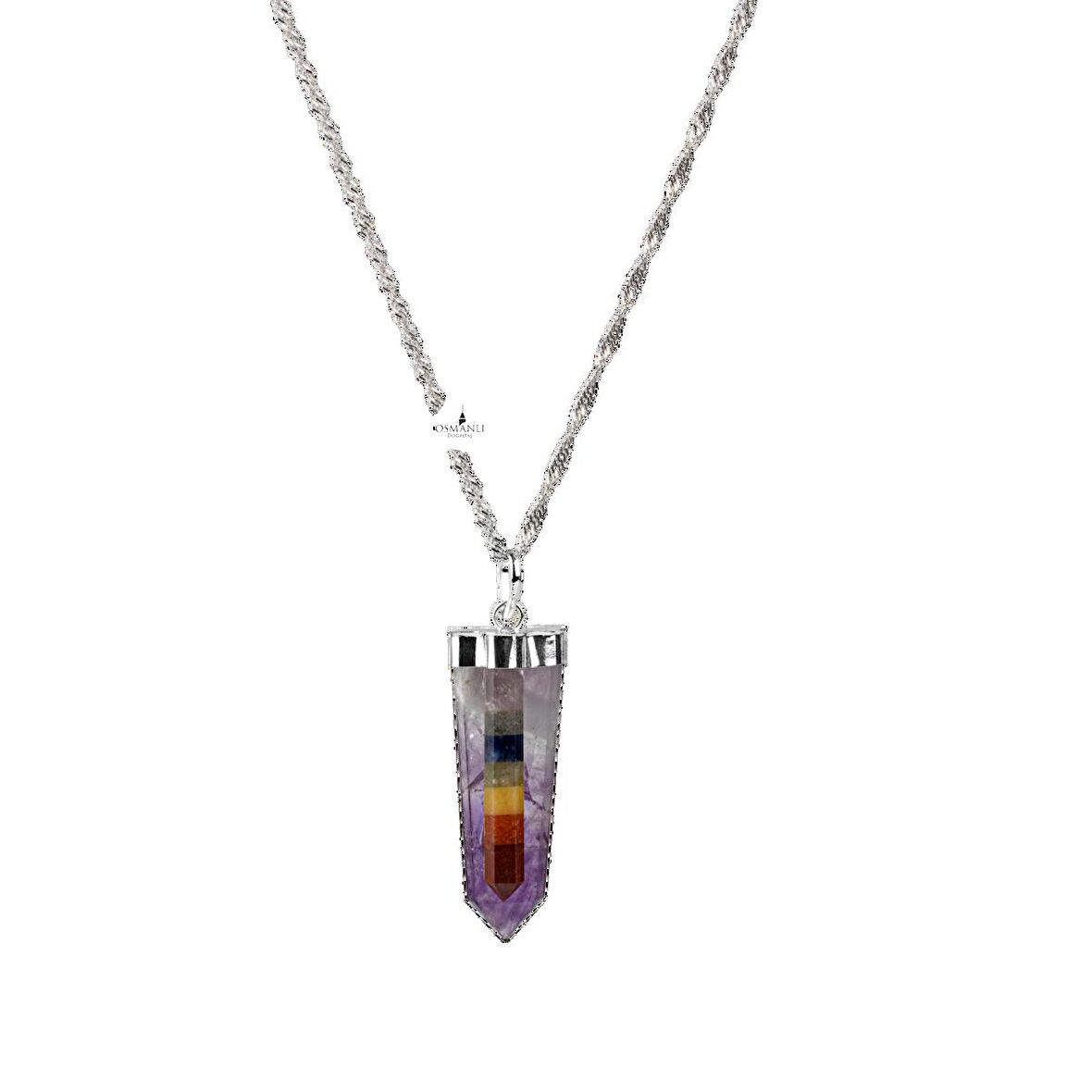 Ametist Çakra Gümüş Kolye Ametist, Jasper, Labradorit, Lapis Lazuli,