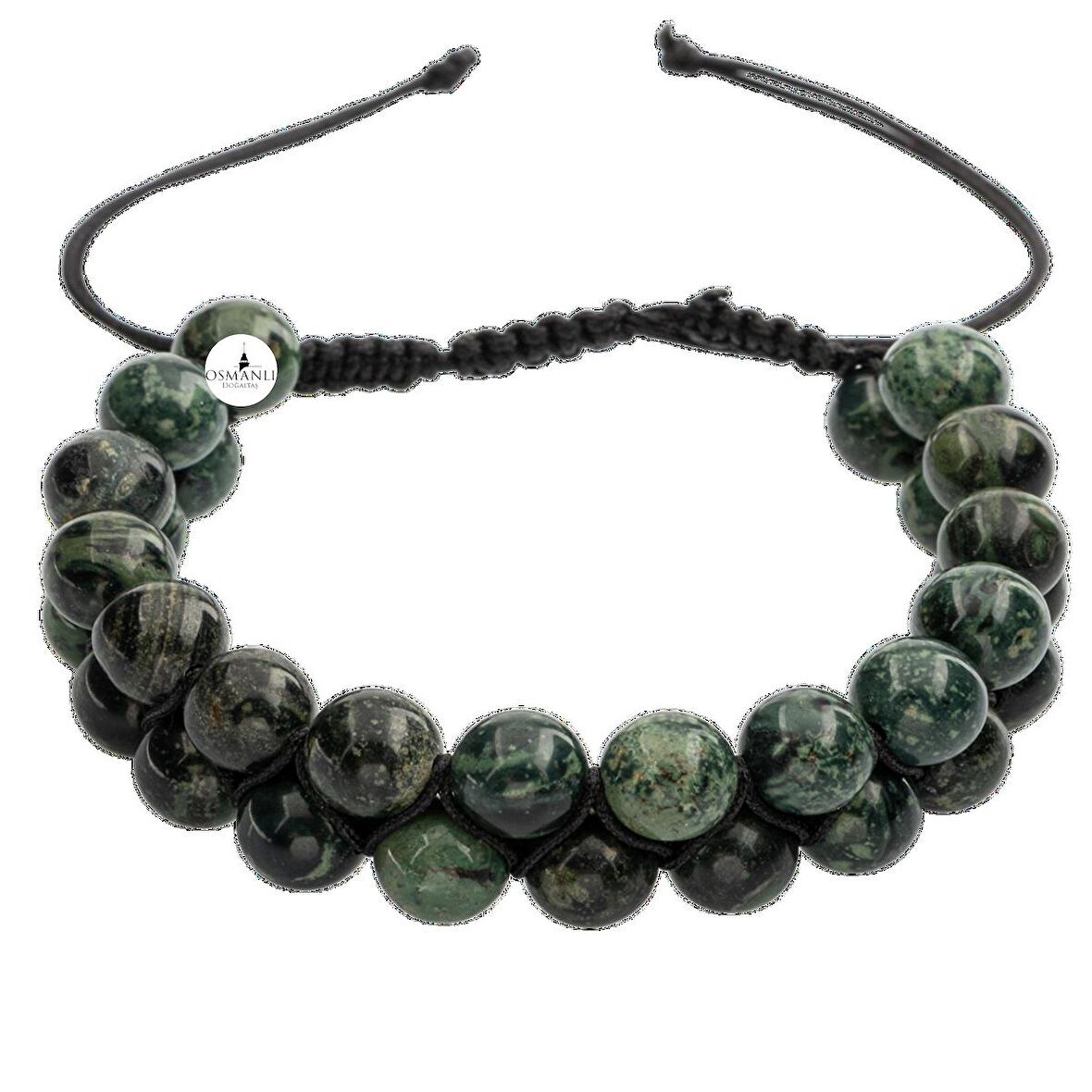 Yeşil Kanbaba Jasper 8mm Çift Sıra Makrome Doğal Taş Bileklik