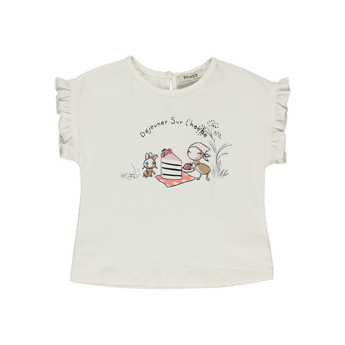 Panço Kız Çocuk Baskı Detaylı T-Shirt Beyaz