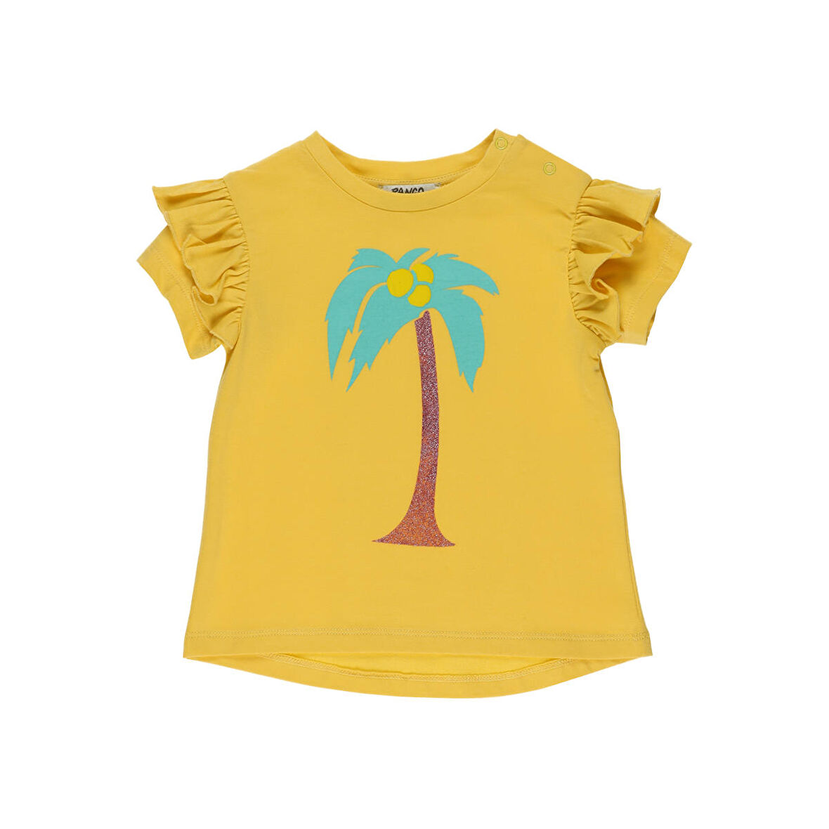 Panço Kız Çocuk Baskılı Kısa Kollu T-Shirt Sarı