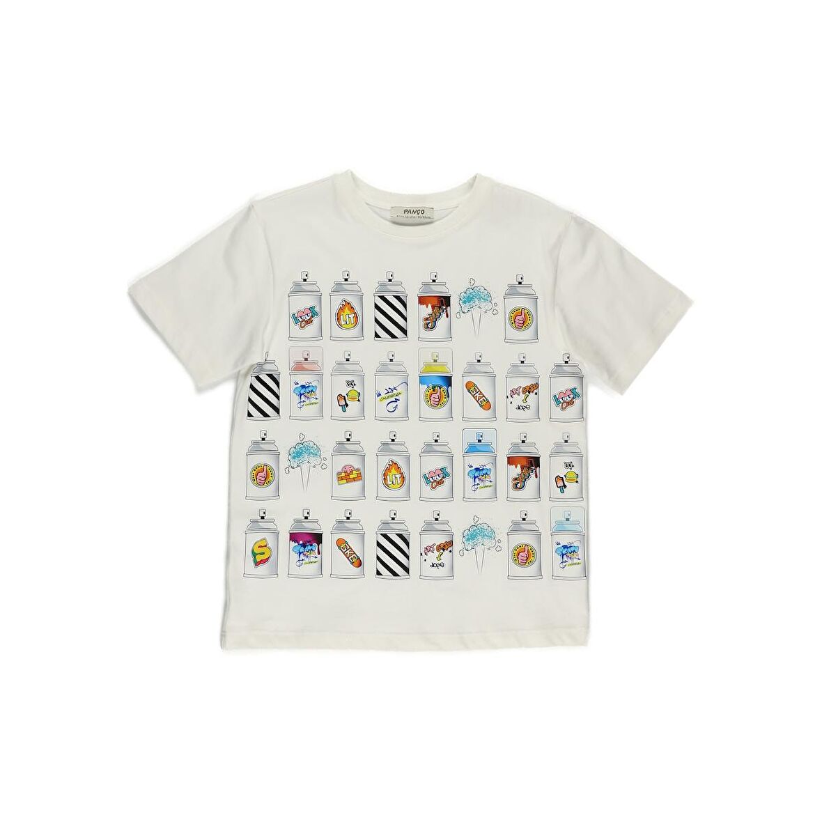 Panço Erkek Çocuk Basklı Detaylı T-Shirt Beyaz