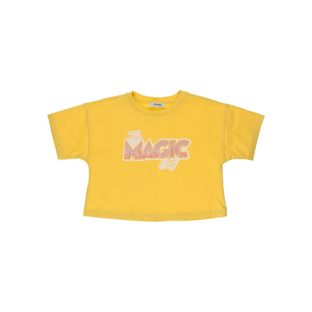 Panço Kız Çocuk Baskı Detaylı T-Shirt Sarı