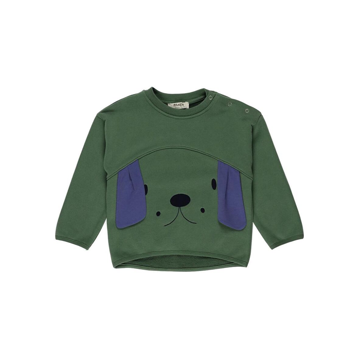 Panço Erkek Çocuk Üç Boyut ve Nakış Detaylı Sweatshirt Yeşil