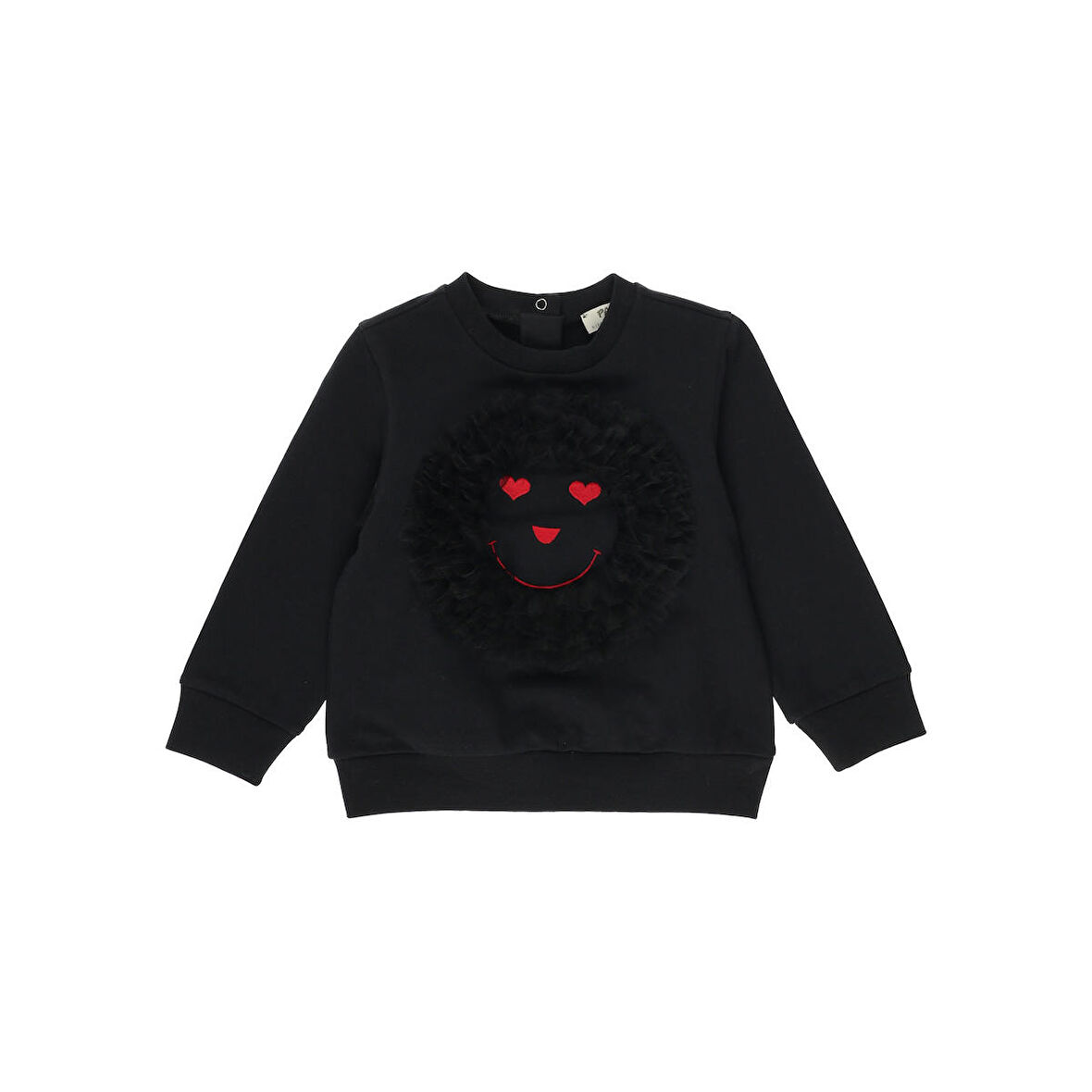 Panço Kız Çocuk Nakış Detaylı Sweatshirt Siyah