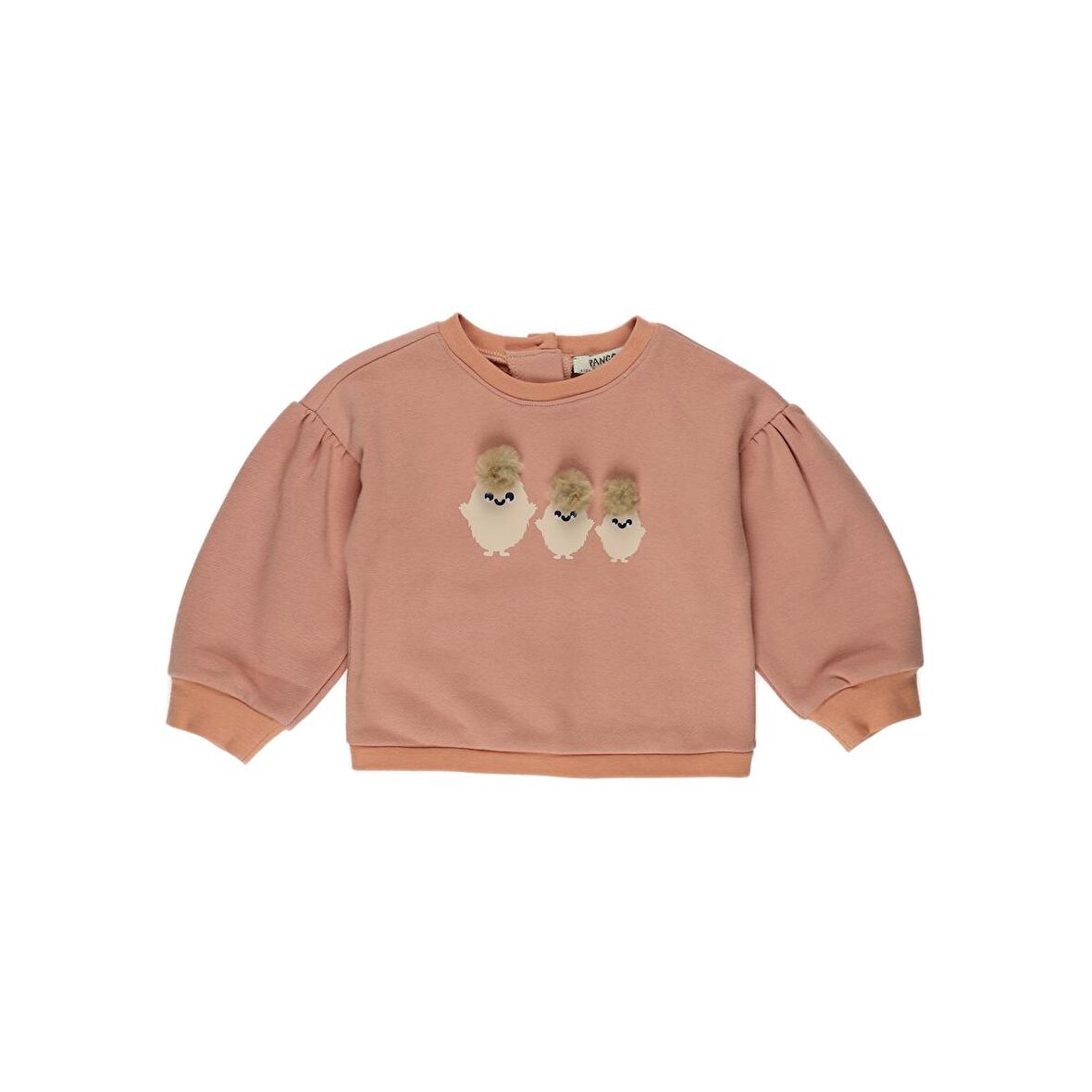 Panço Kız Çocuk Baskı Detaylı Sweatshirt Somon