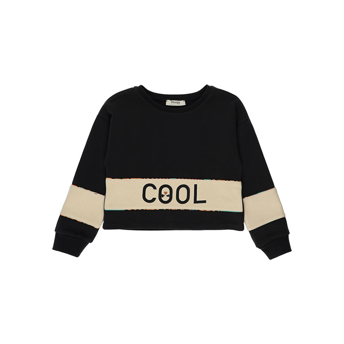 Panço Kız Çocuk Baskı Detaylı Sweatshirt Siyah