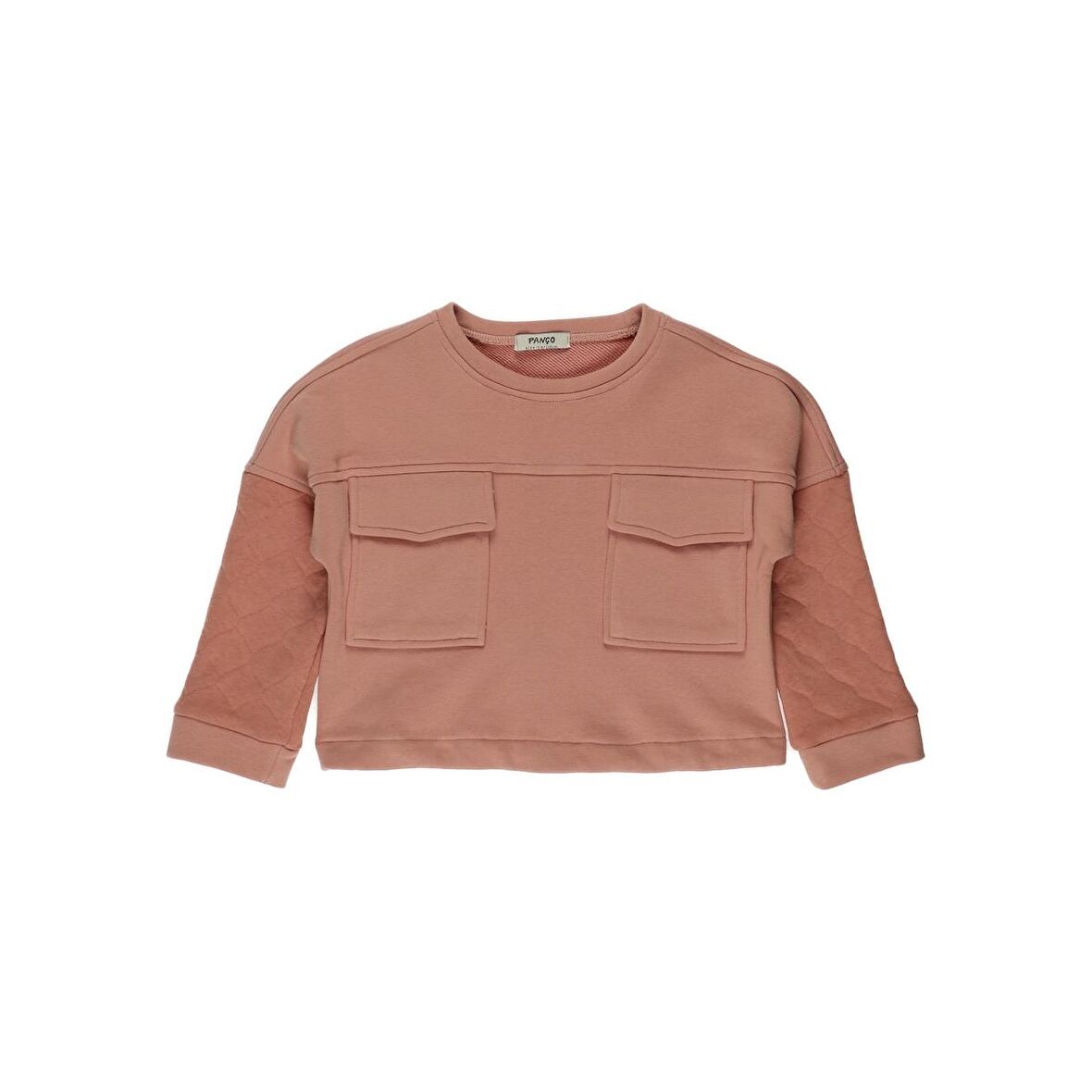 Panço Kız Çocuk Çift Cep Detaylı Sweatshirt Somon