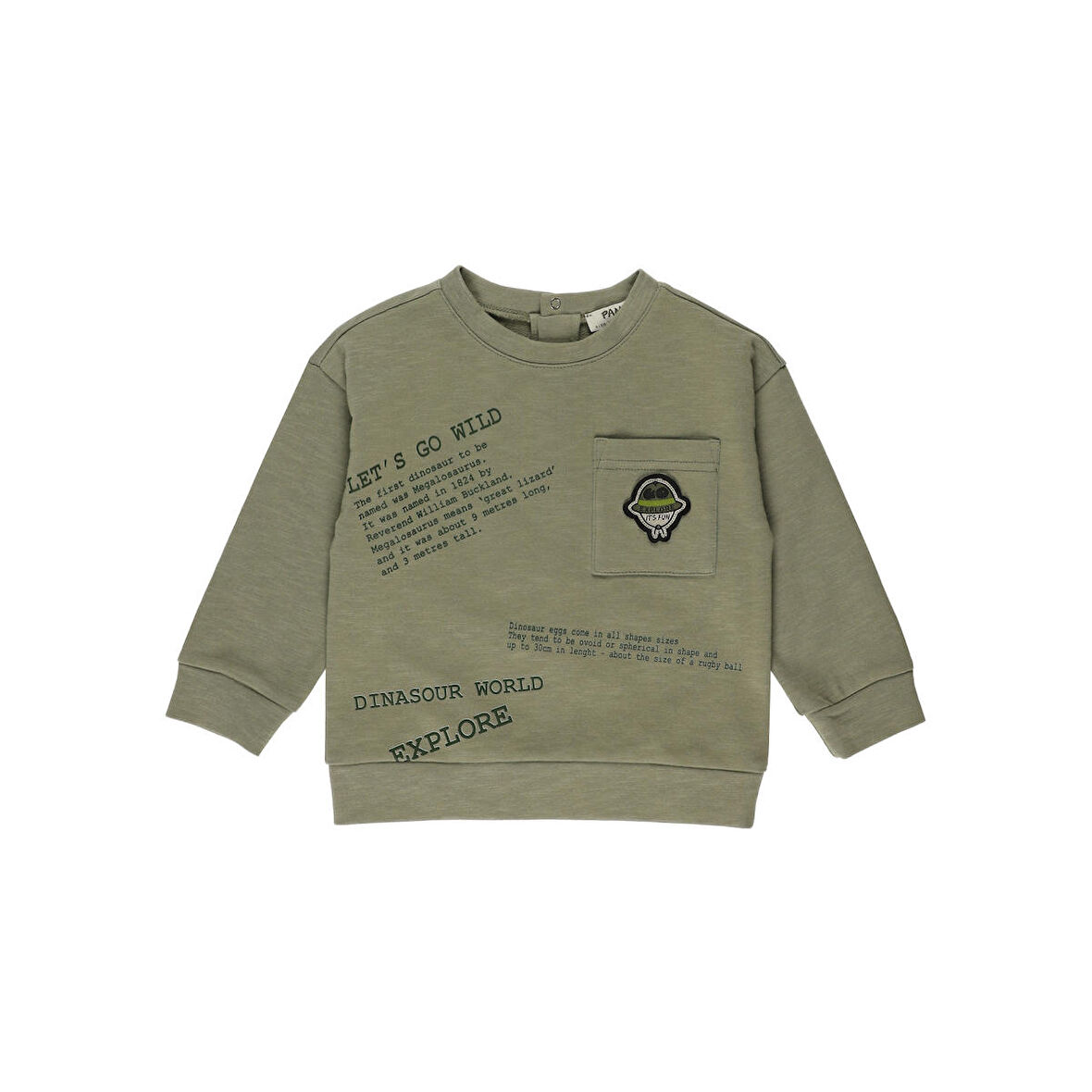 Panço Erkek Çocuk Bisiklet Yakalı Sweatshirt Yeşil
