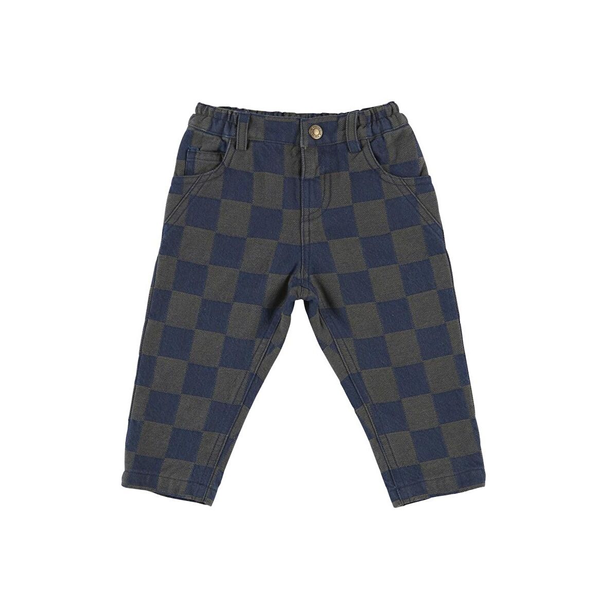 Panço Erkek Çocuk Kareli Denim Pantolon Lacivert