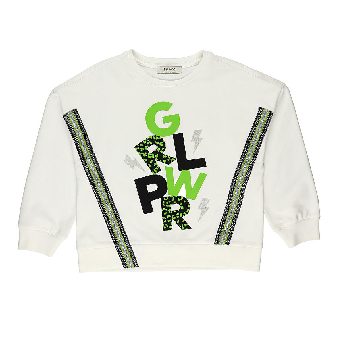 Panço Kız Çocuk Baskılı Sweatshirt Beyaz