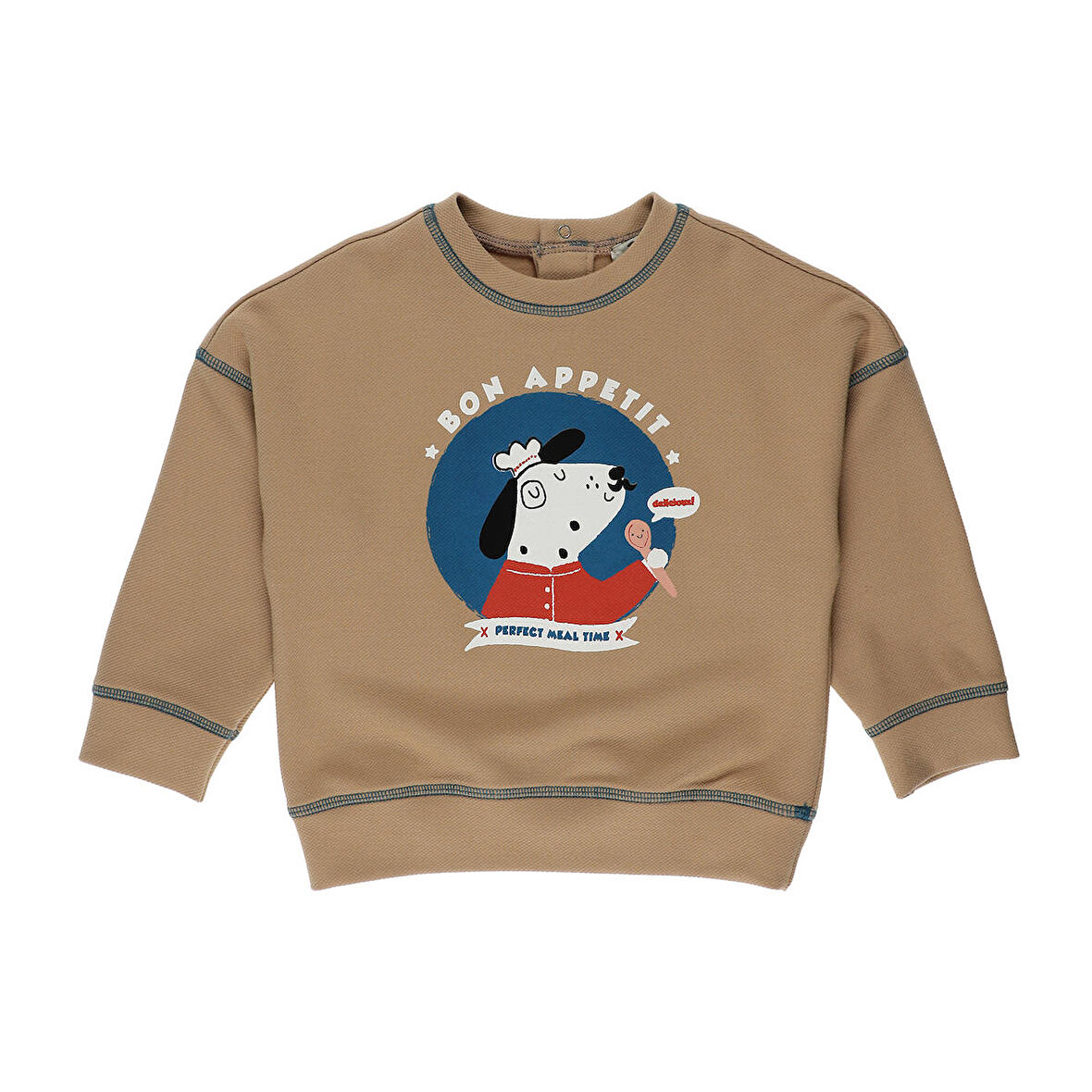 Panço Erkek Çocuk Baskılı Sweatshirt Bej