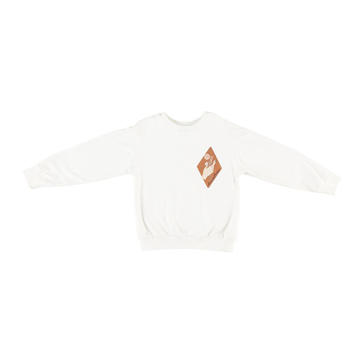 Panço Kız Çocuk Baskı Detaylı Sweatshirt Ekru