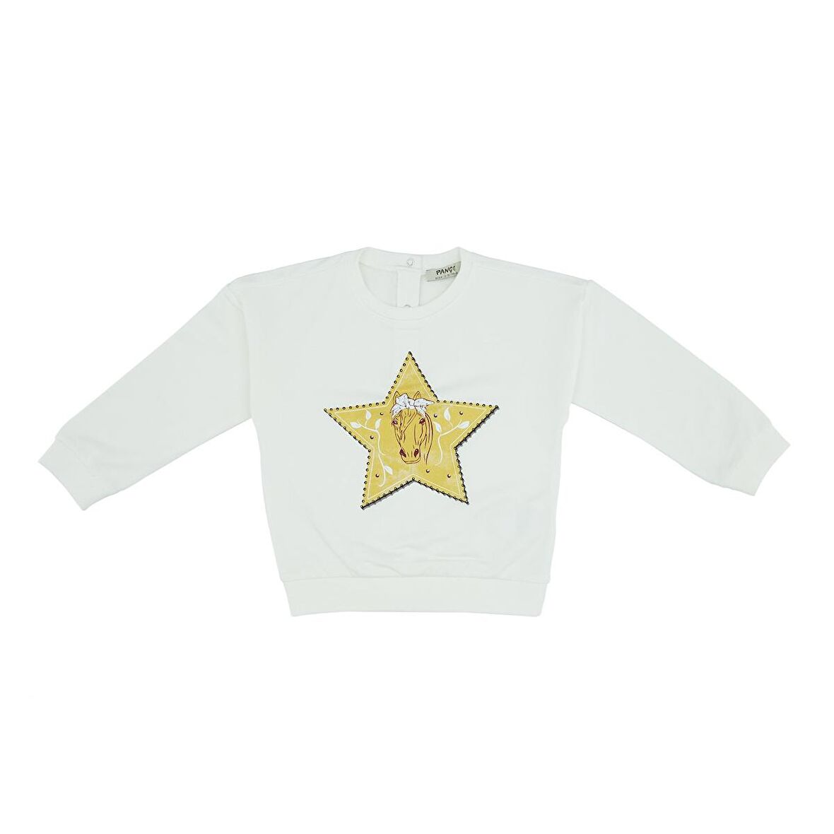 Panço Kız Çocuk Baskı Detaylı Sweatshirt Ekru