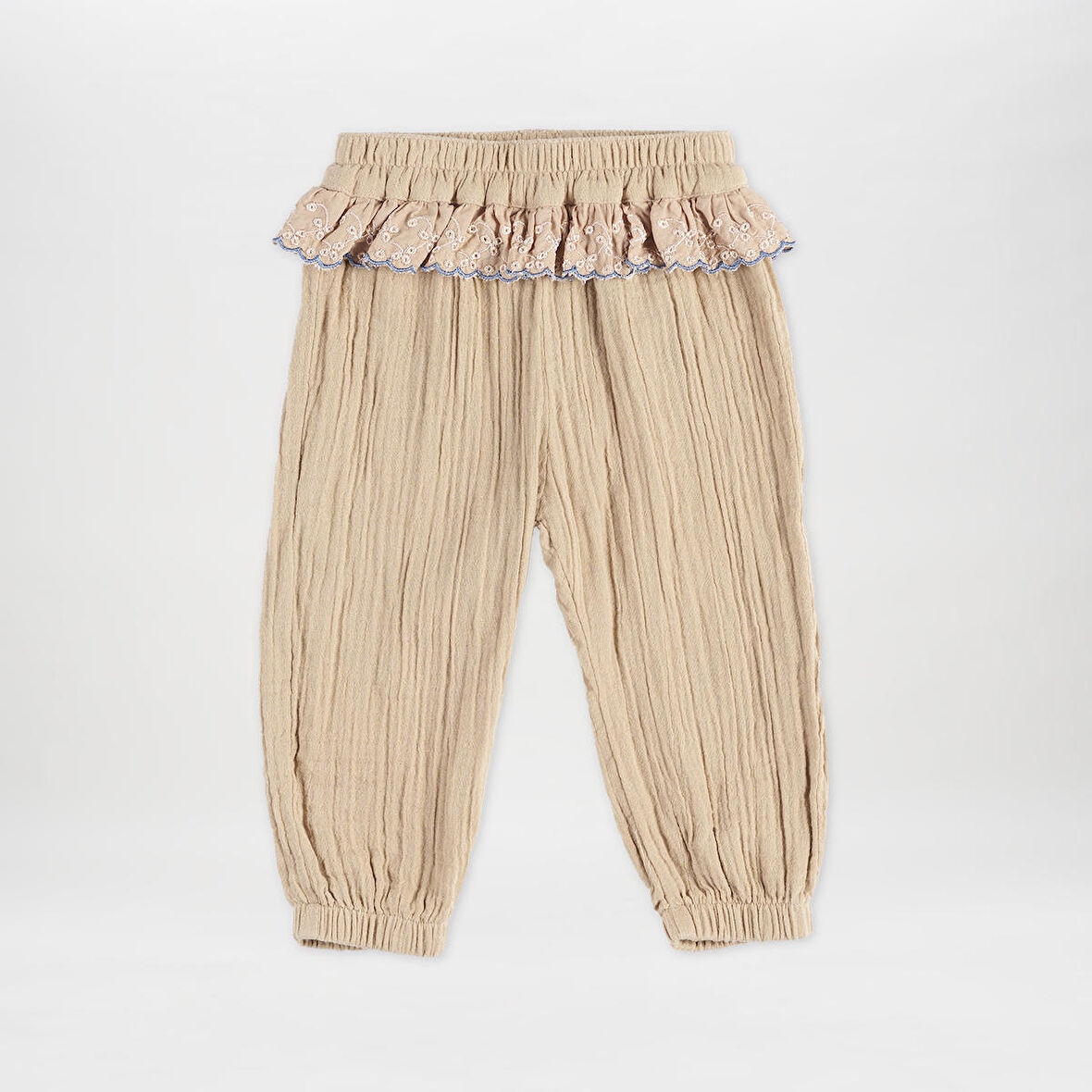 Kız Çocuk Dantel Detaylı Pantolon Bej