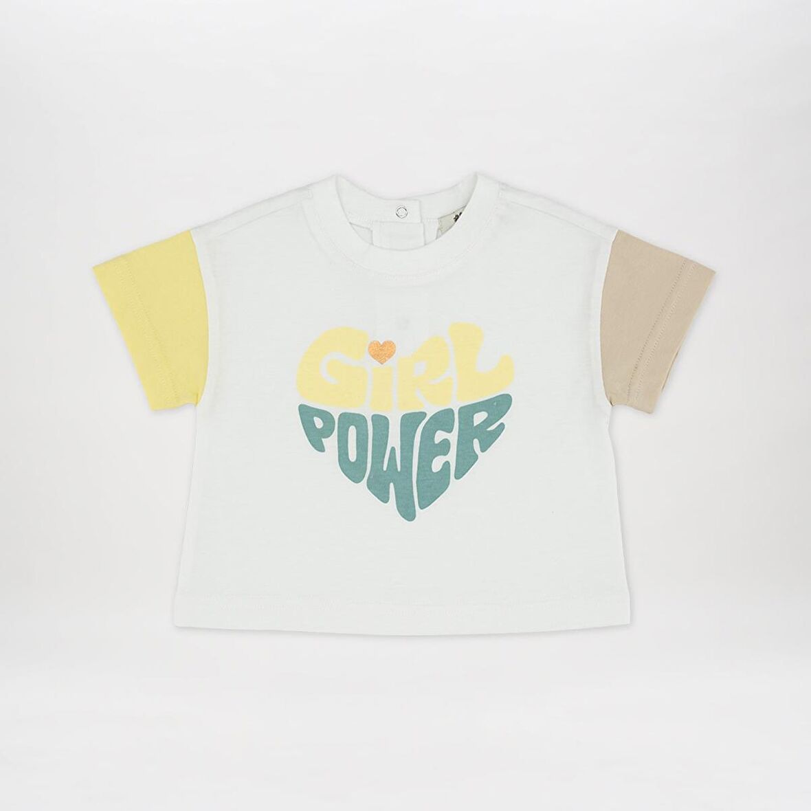 Panço Kız Çocuk Baskılı T-shirt Beyaz