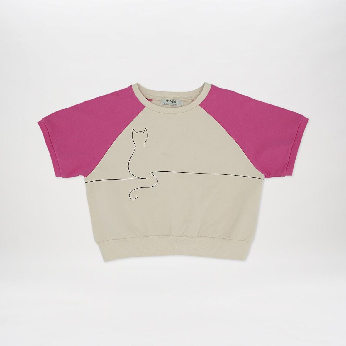 Panço Kız Çocuk Baskı Detaylı T-Shirt Bej