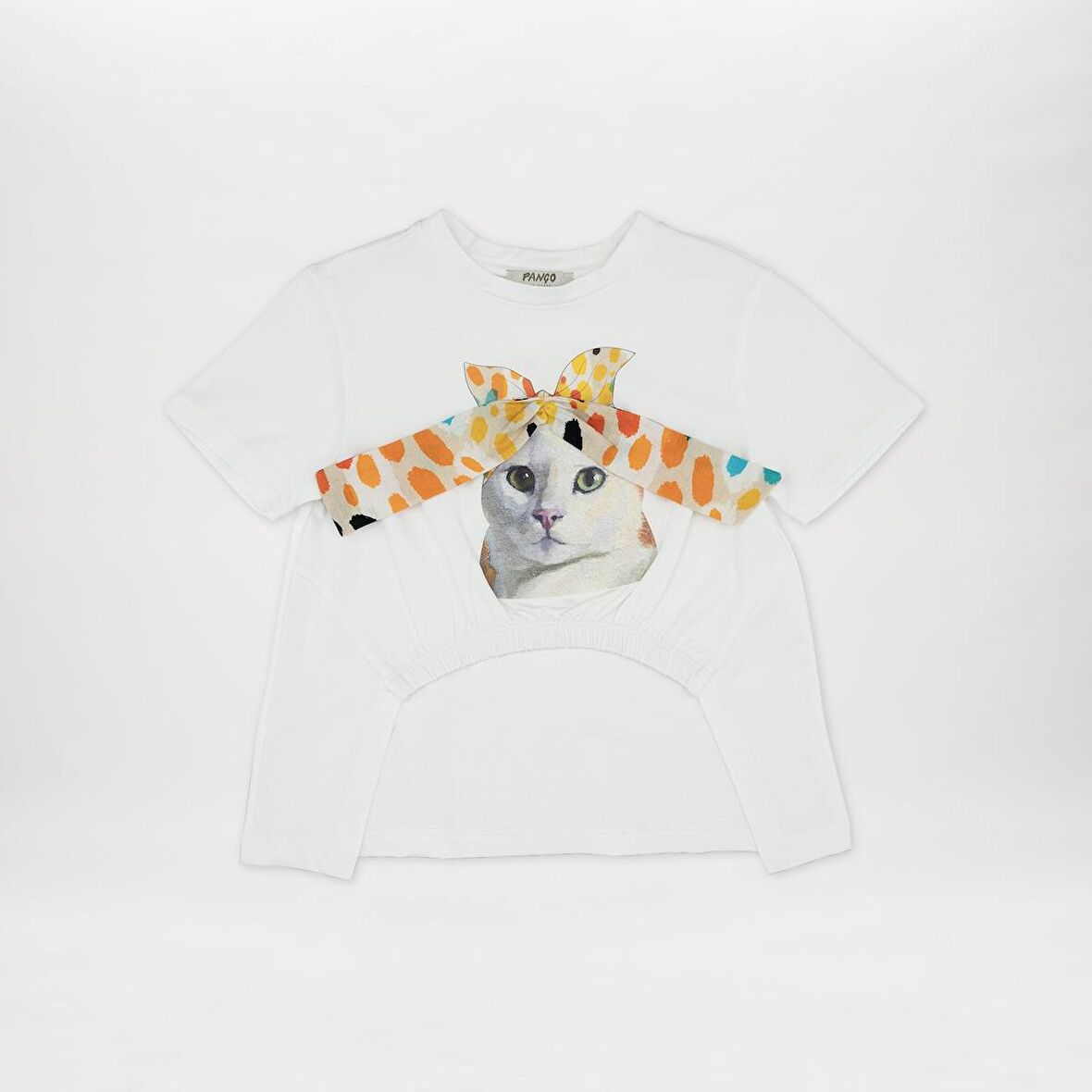 Panço Kız Çocuk Üç Boyutlu Baskı Detaylı T-Shirt Ekru