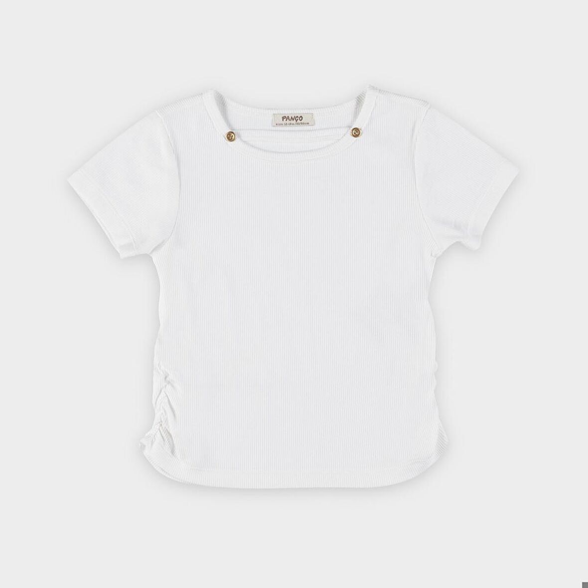 Kız Çocuk Pencere Detaylı T-Shirt Beyaz