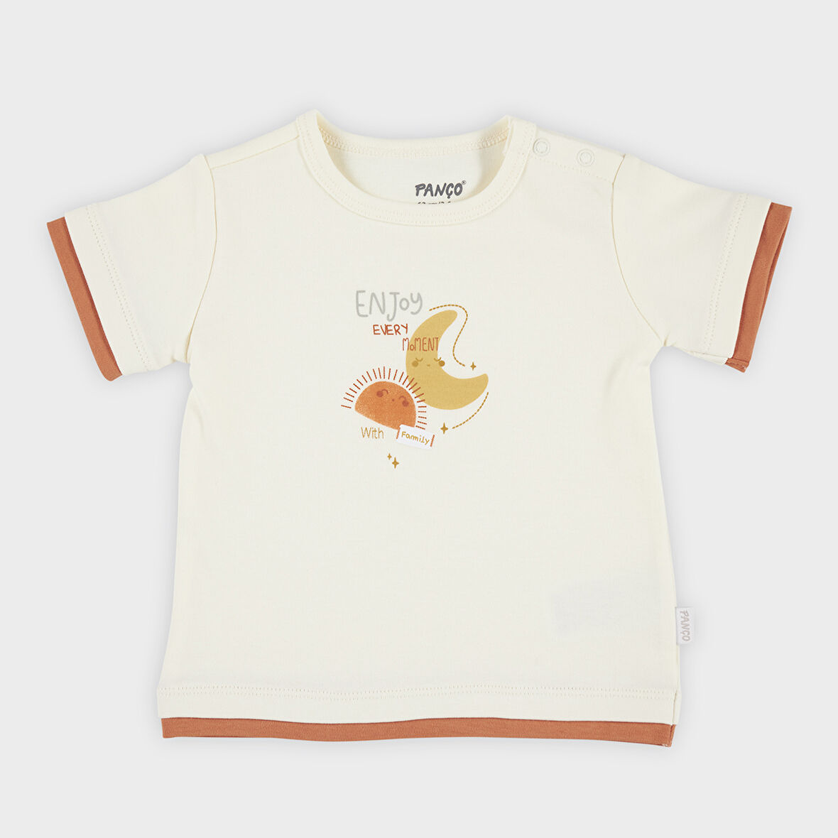 Unisex Çocuk Baskılı  Kısa Kollu T-Shirt Ekru